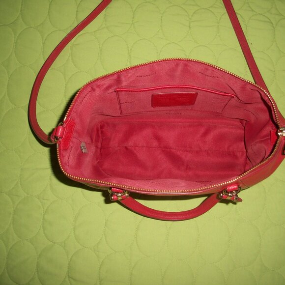 Coach Prairie Red Pebble Leather Satchel/Crossbody Bag with Wallet - Picture 13 of 16